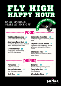 Fly High Happy Hour Menu
